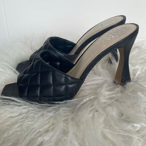 Vince Camuto Black Baby Sheep slippers Heels Sz 9